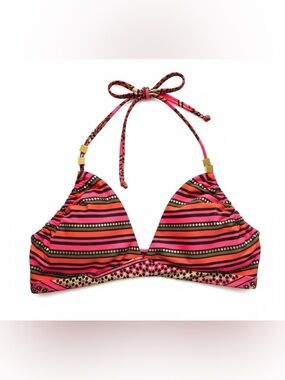 La Vie En Rose Aqua | Adjustable Bikini Top With Gold Details